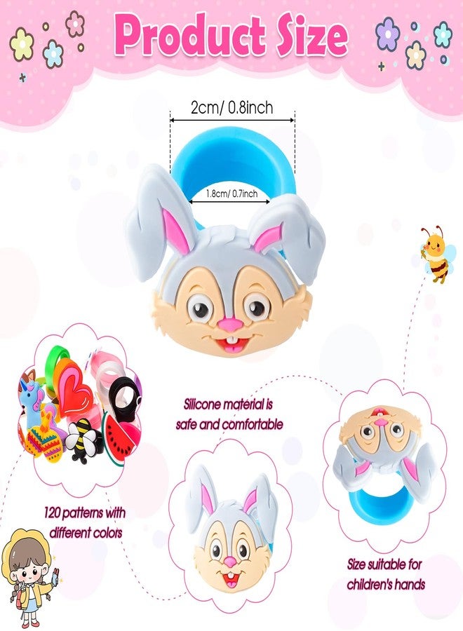 Highergo 120 Pcs Dinosaur Unicorn Rubber Rings for Kids Girls Rainbow Animal Kids Rings Unicorn Cupcake Jewelry for Little Girl Valentine's Gift Zoo Football Birthday Party Supplies Dress up (Colorful) - Image 2